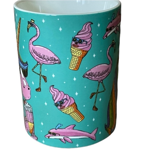 Maxwell Williams Funky Unicorn and  Pink Dolphin Coffee Mug Rainbow Fun - Picture 3 of 7
